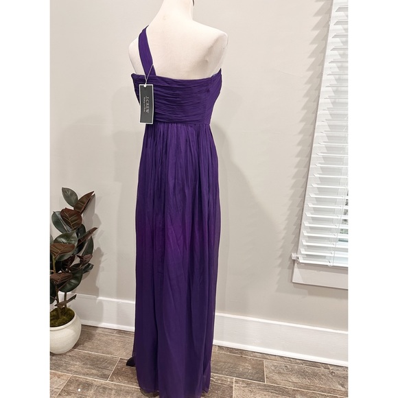 J. Crew One Shoulder Long Gown Plum Silk Dress - Picture 2 of 8